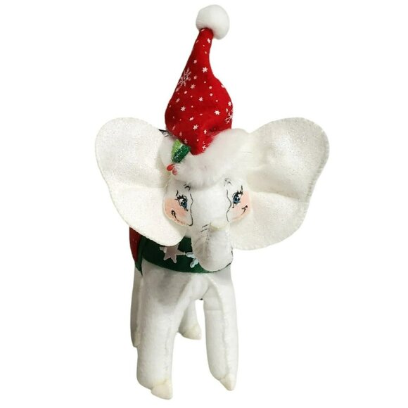 Annalee White Christmas Elephant Snowflake Hat Saddle Gift Basket 8” Retired 07 - Picture 3 of 15